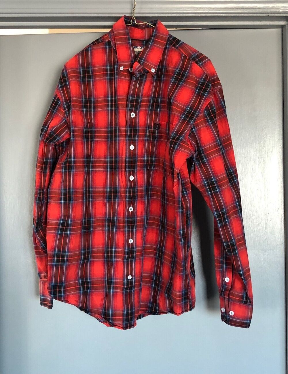 Panhandle Rough Stock Mens Shirt Size M Button Down Plaid Red Cotton